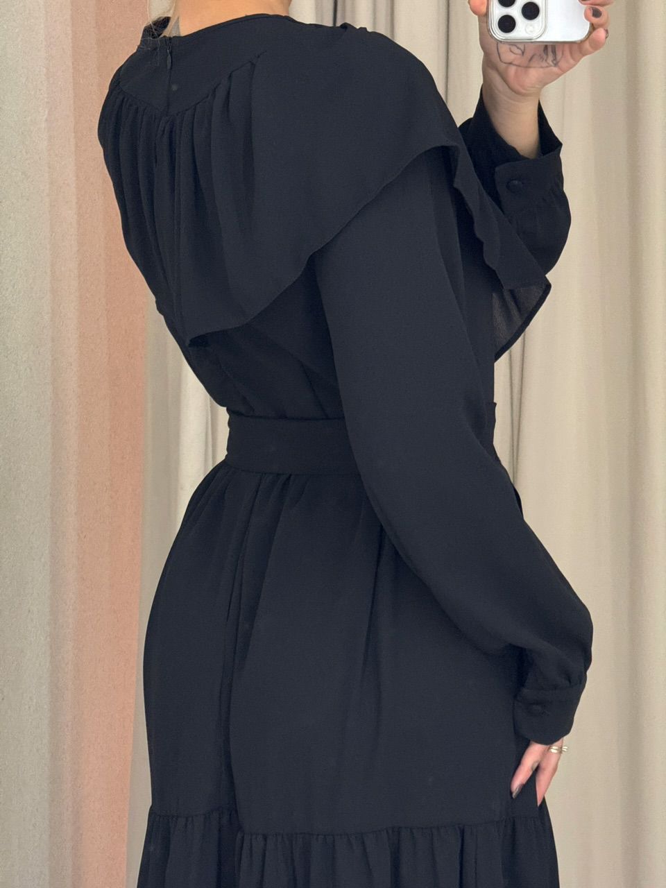 VESTIDO NADIELY BABADO preto