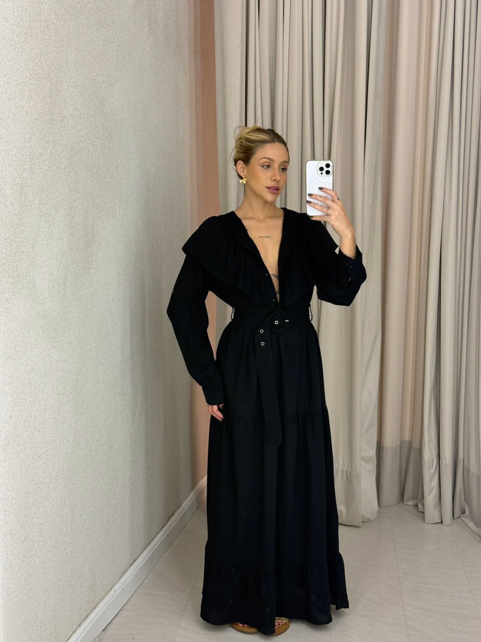 VESTIDO NADIELY BABADO preto
