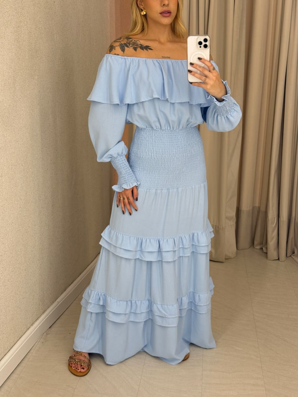 VESTIDO REGIANE LASTEX azul