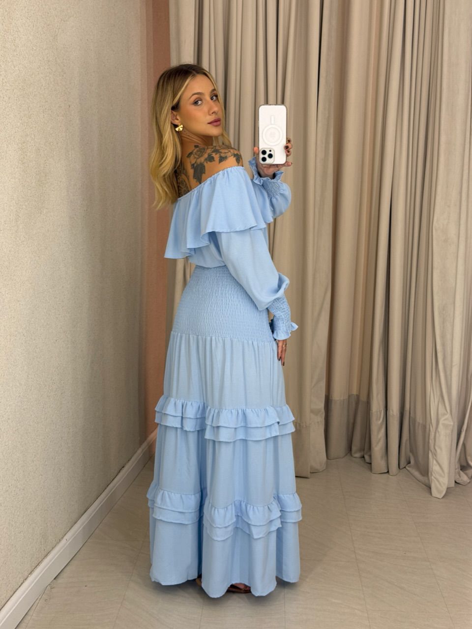VESTIDO REGIANE LASTEX azul