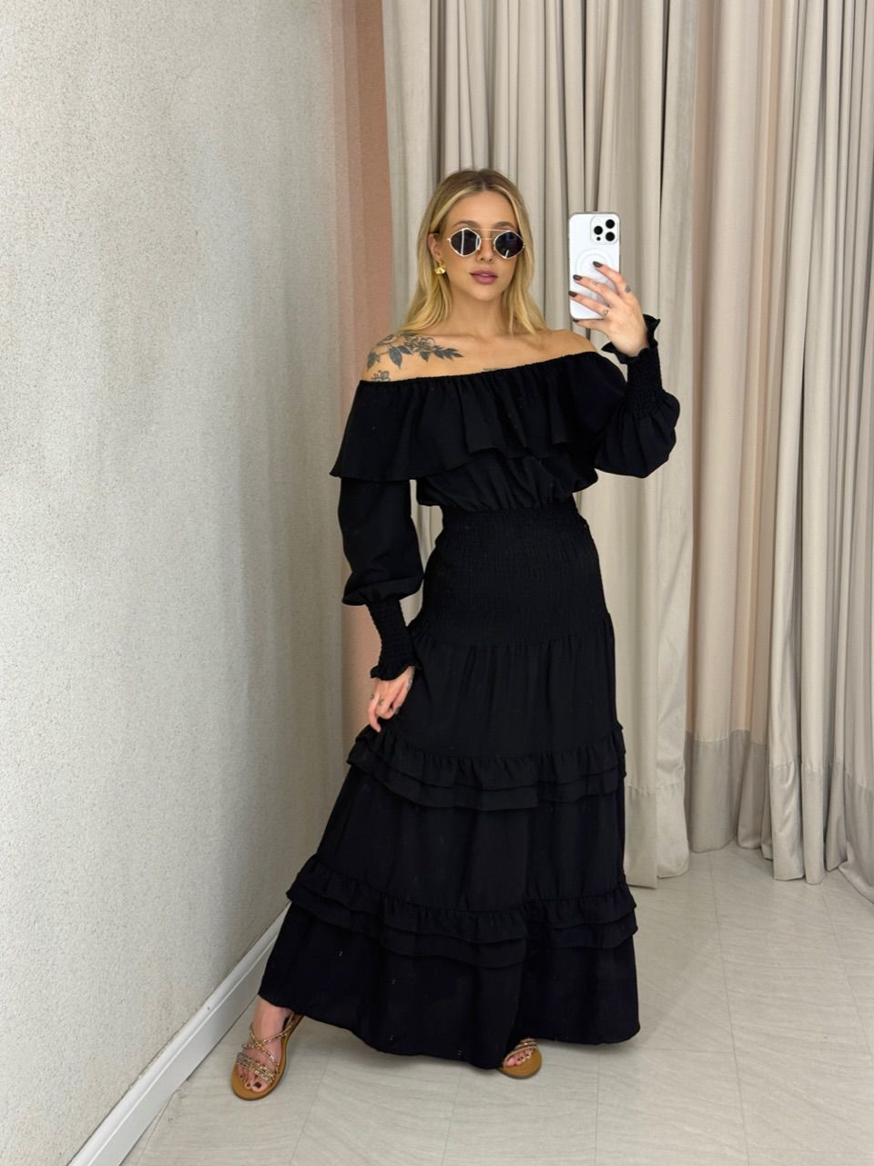 VESTIDO REGIANE LASTEX preto - 0063020032 - CAROLLA FERRARO