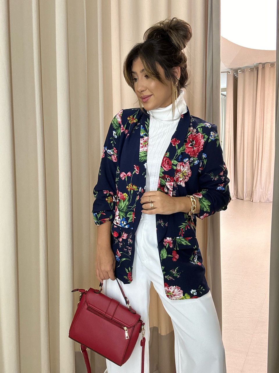 BLAZER ESTAMPA FLORAL MARINHO