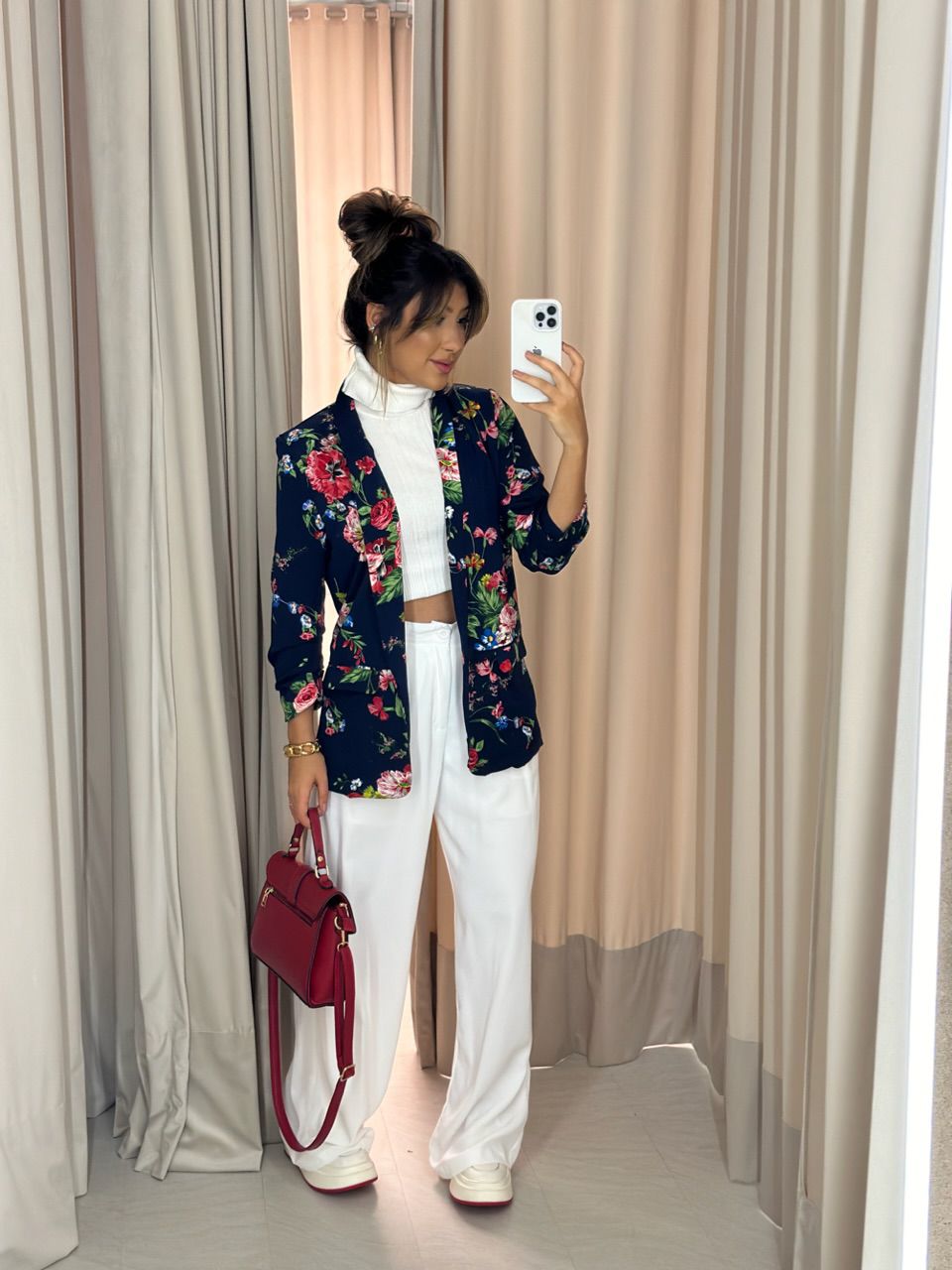 BLAZER ESTAMPA FLORAL MARINHO