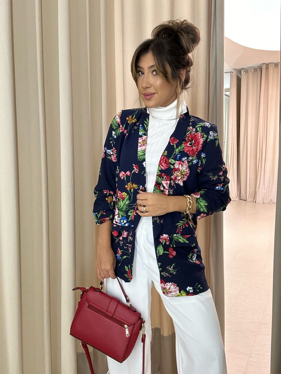 BLAZER ESTAMPA FLORAL MARINHO