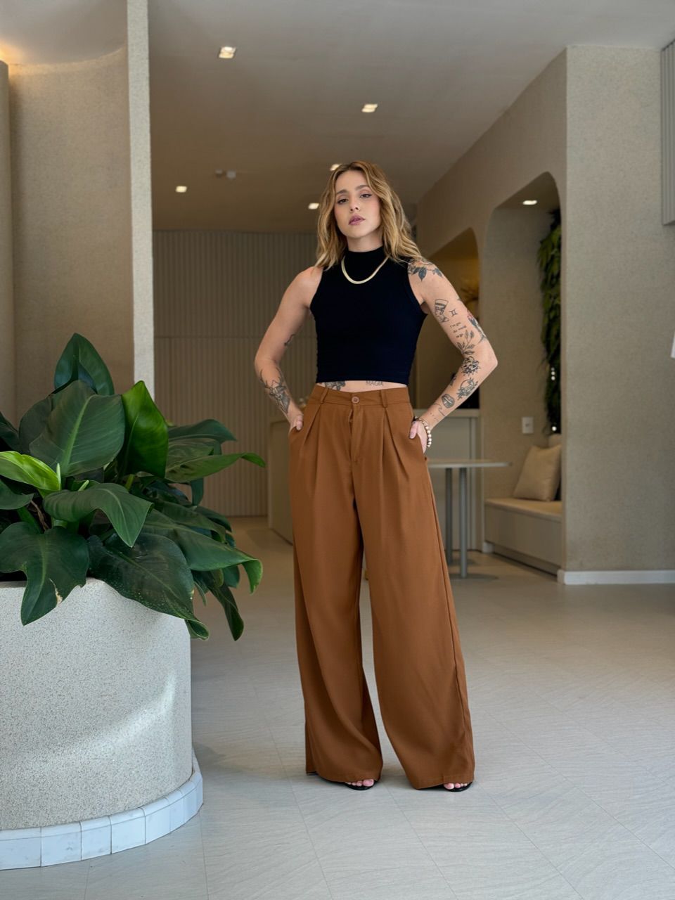 CALÇA INGRID PANTALONA FERRUGEM