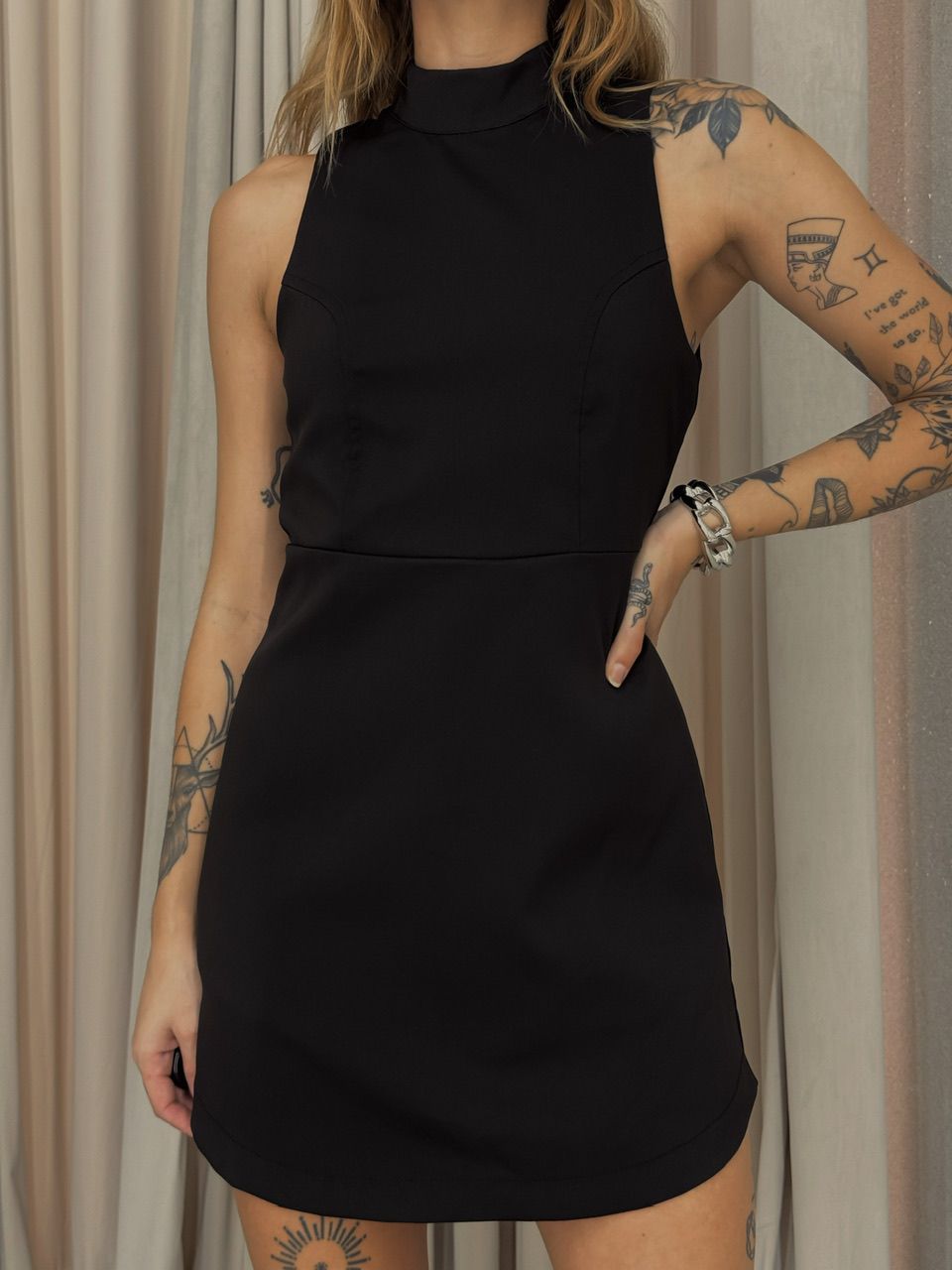 VESTIDO YARA FORRO SHORT PRETO