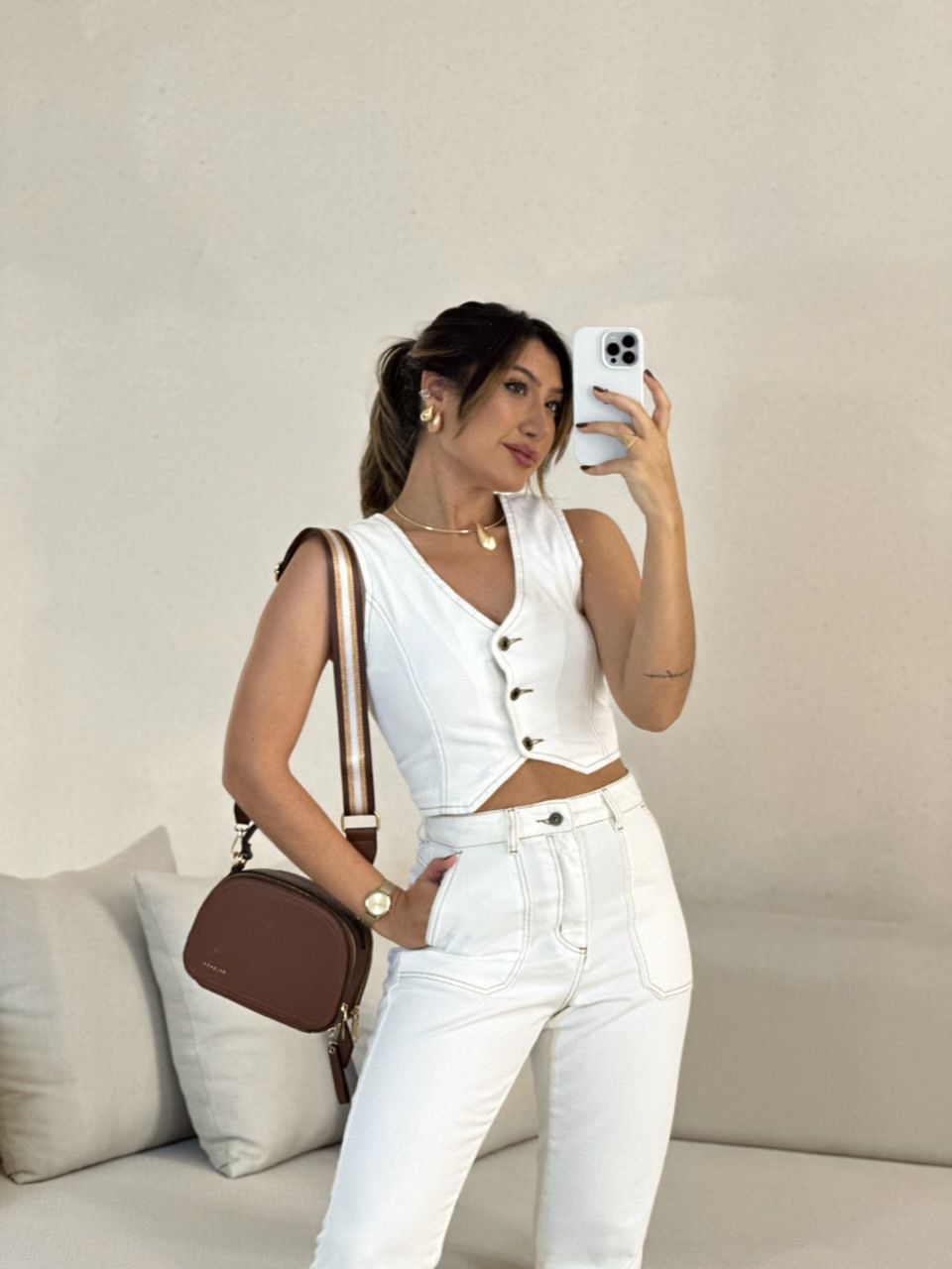 CALÇA AGNES JEANS CRU