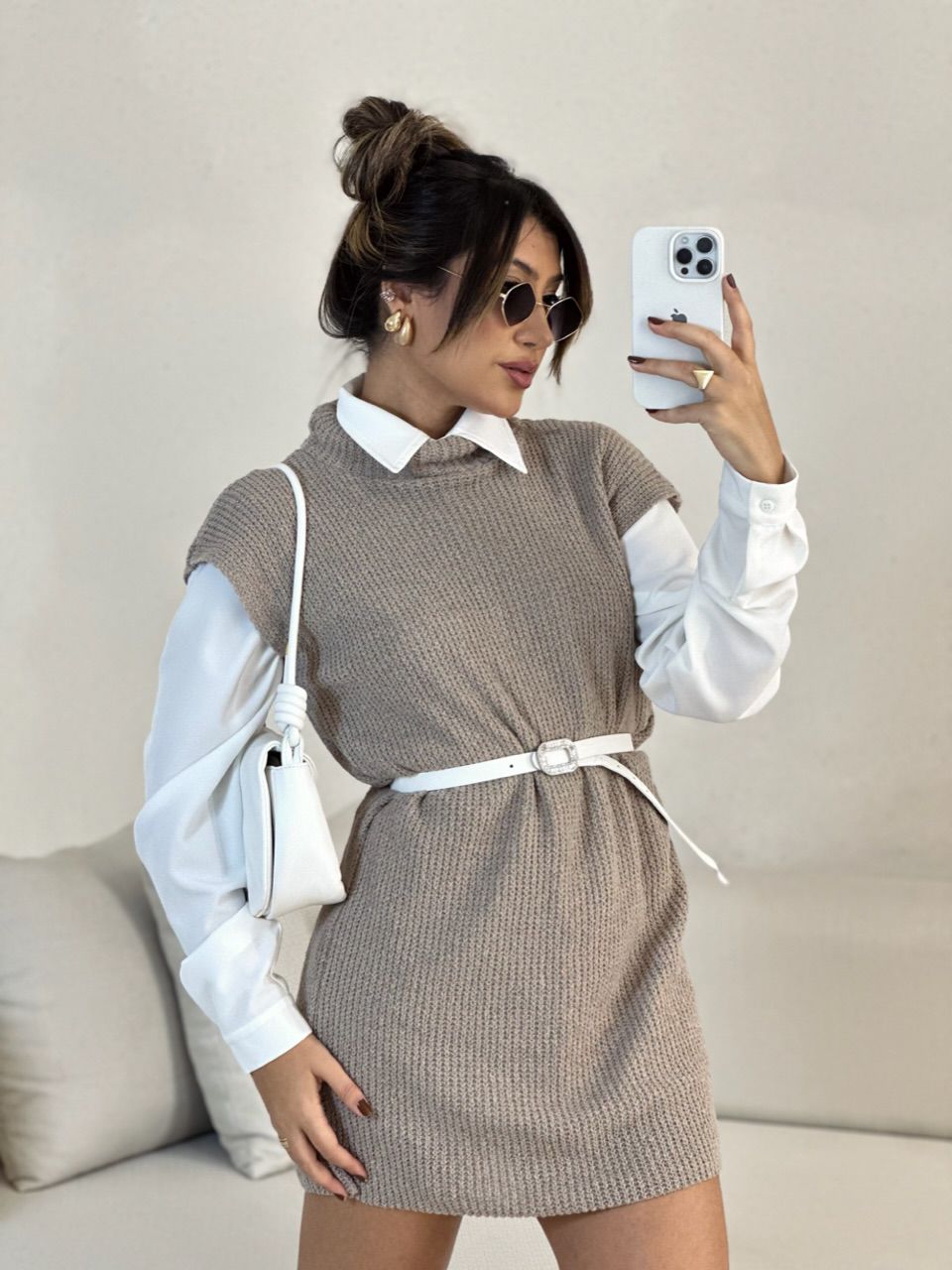 VESTIDO LUANA TRICOT MUSCLE CAQUI