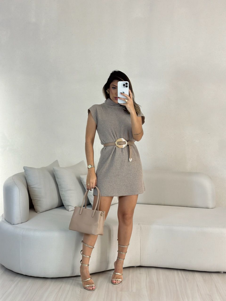 VESTIDO LUANA TRICOT MUSCLE CAQUI