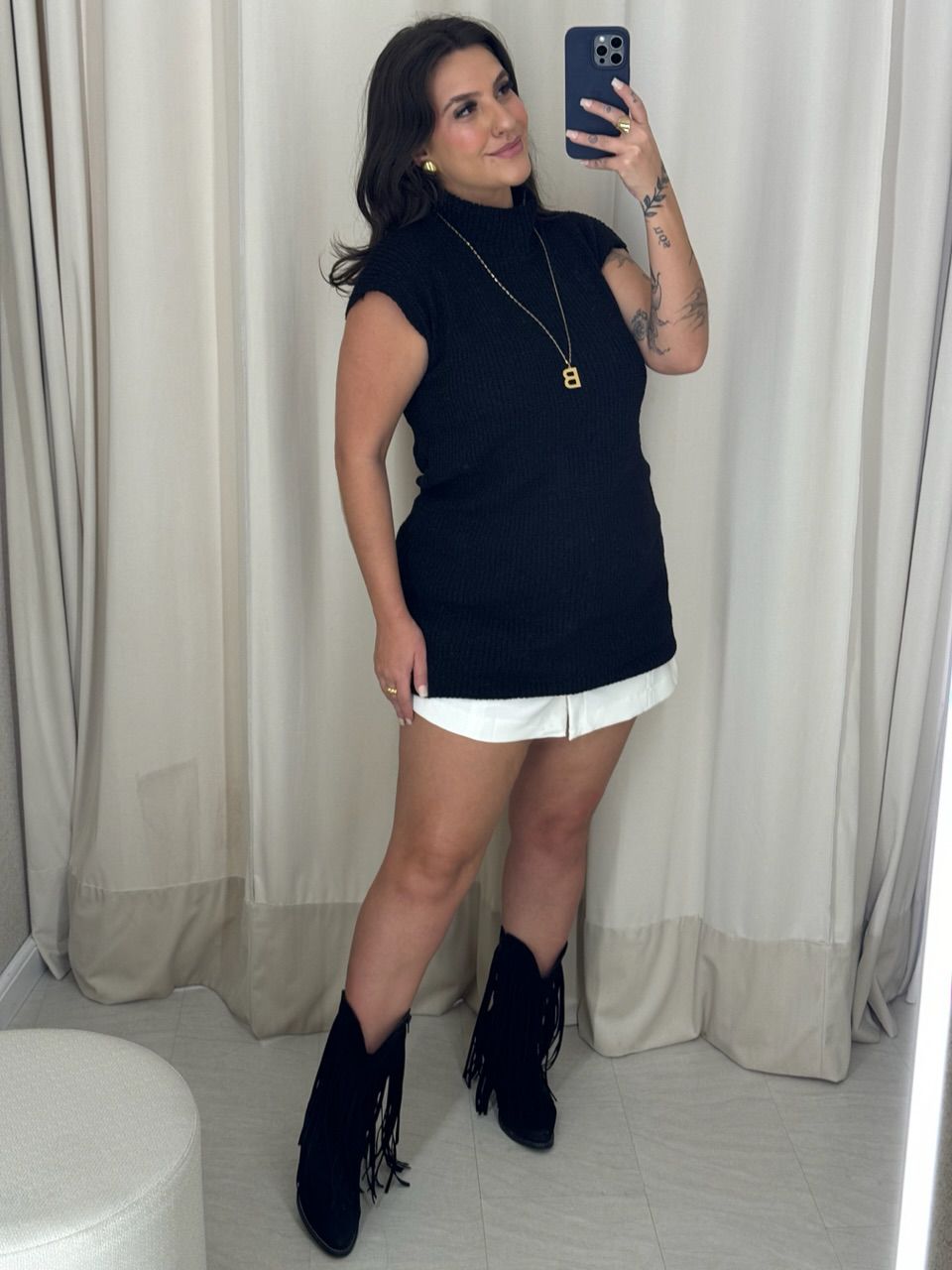 VESTIDO LUANA TRICOT MUSCLE PRETO