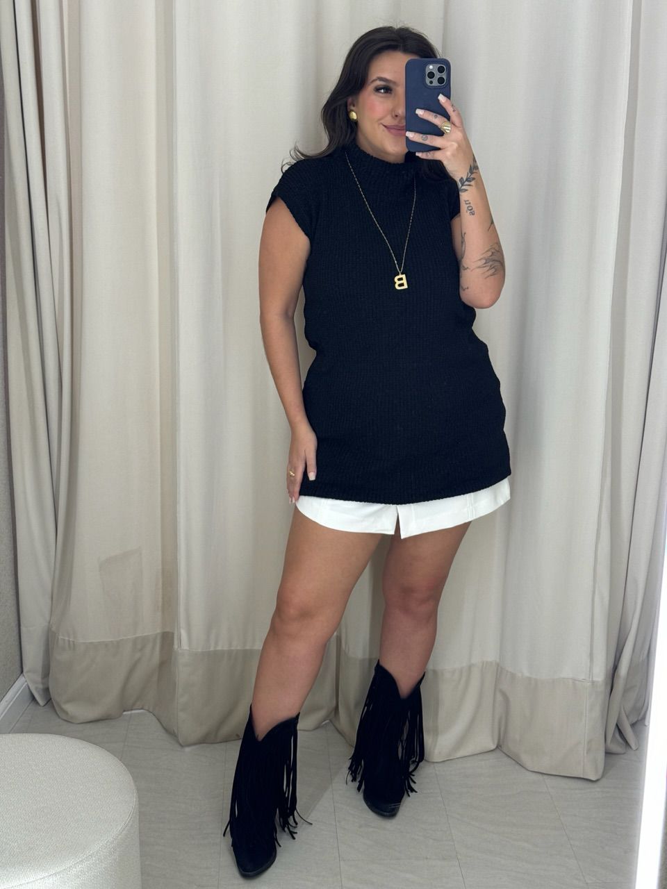 VESTIDO LUANA TRICOT MUSCLE PRETO