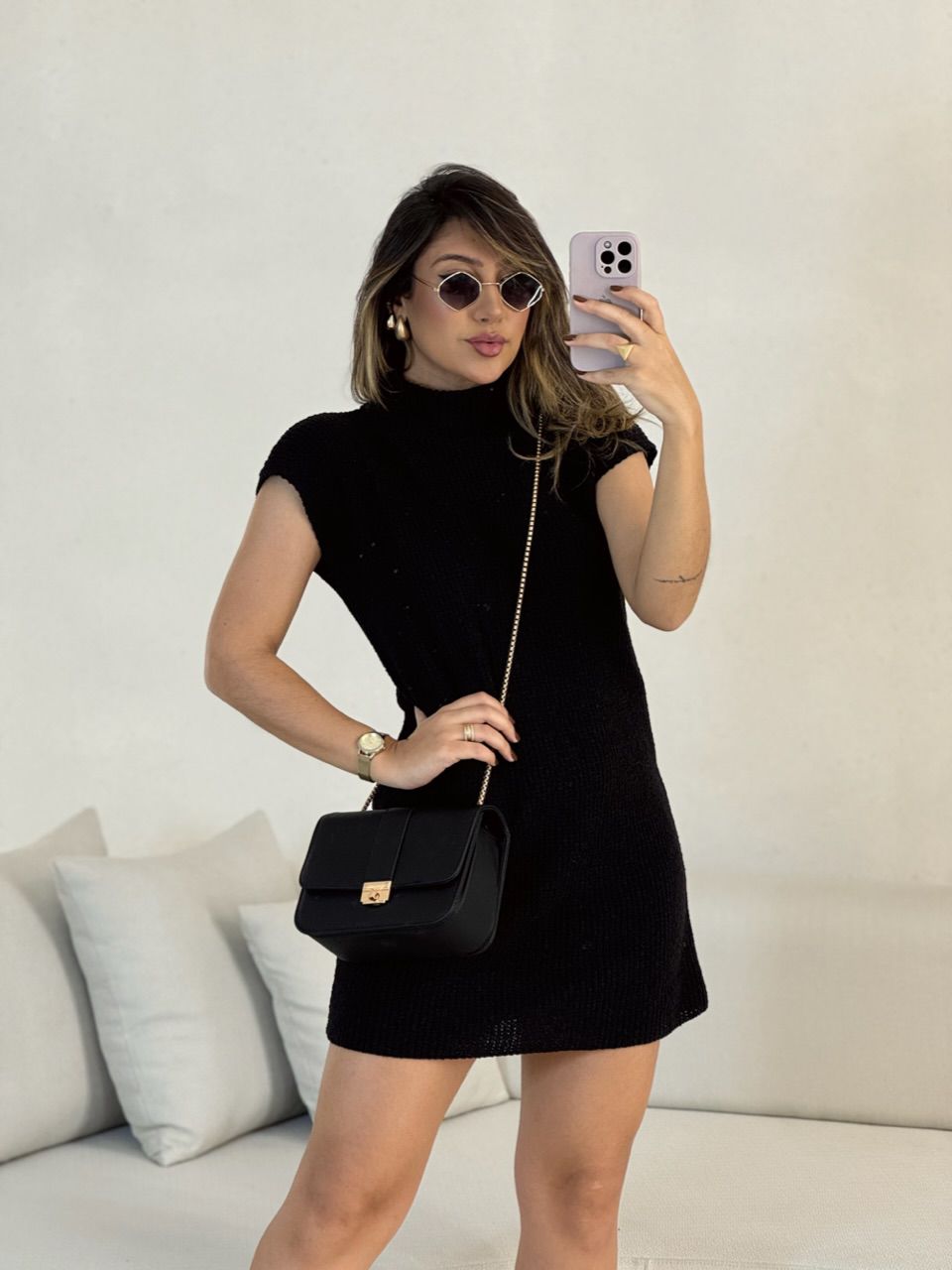 VESTIDO LUANA TRICOT MUSCLE PRETO - 0053710032 - CAROLLA FERRARO