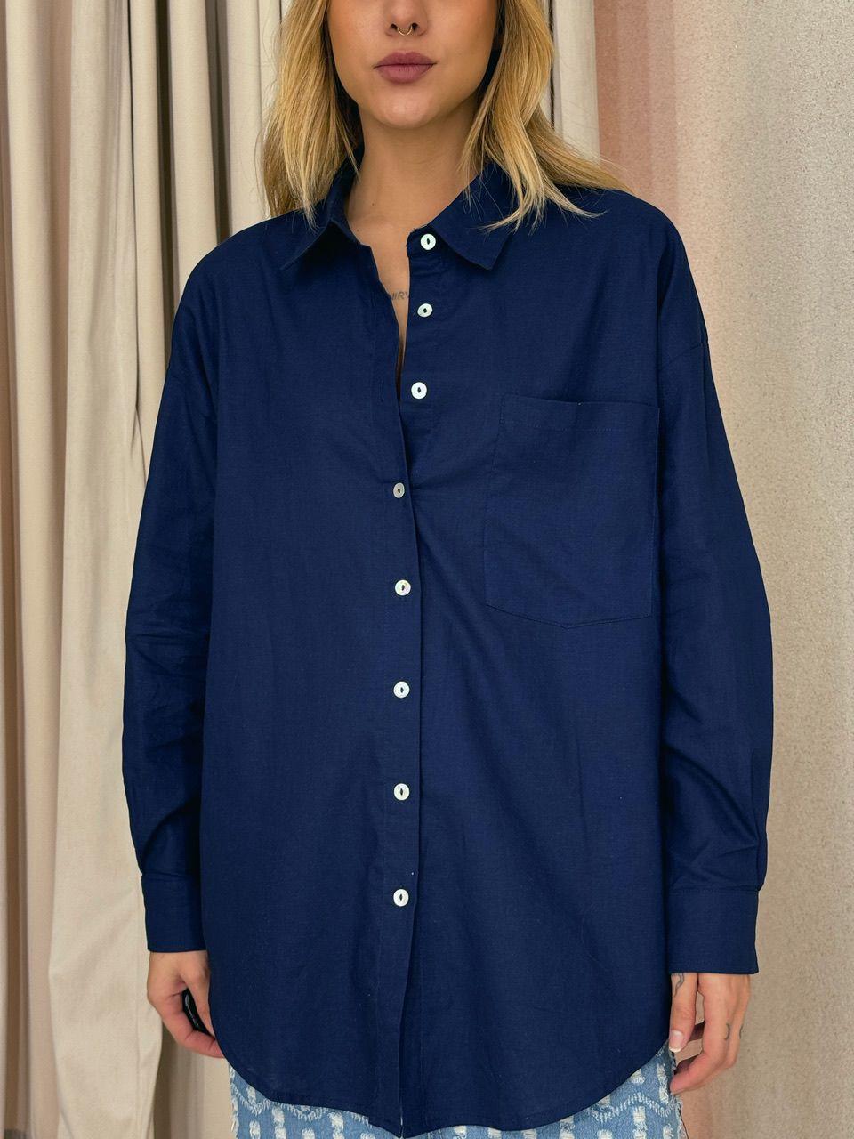 CAMISA PAOLA OVER MARINHO
