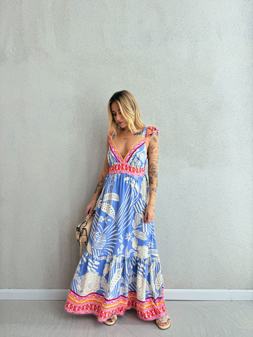 VESTIDO CÁTIA ESTAMPADO AZUL