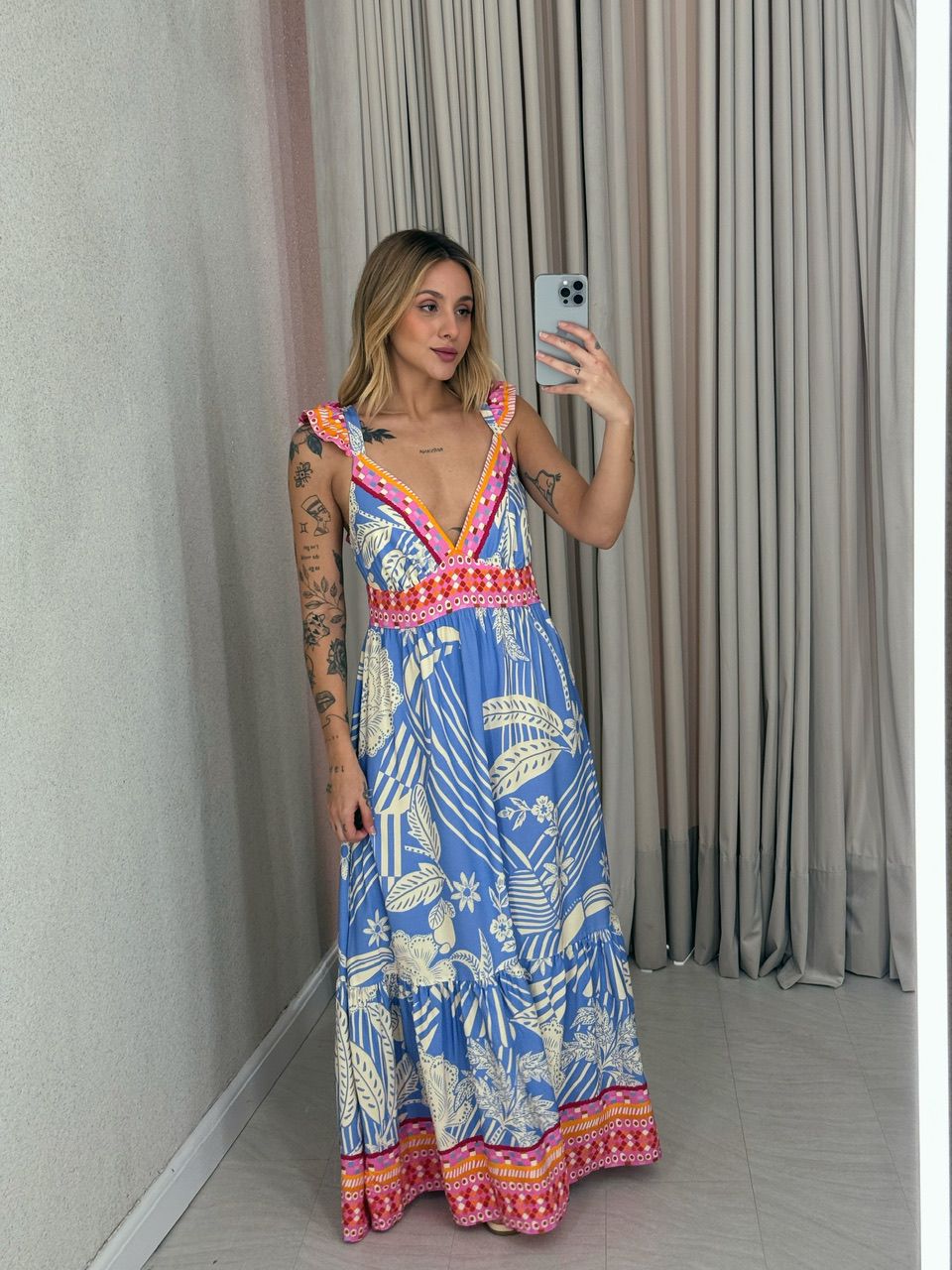 VESTIDO CÁTIA ESTAMPADO AZUL