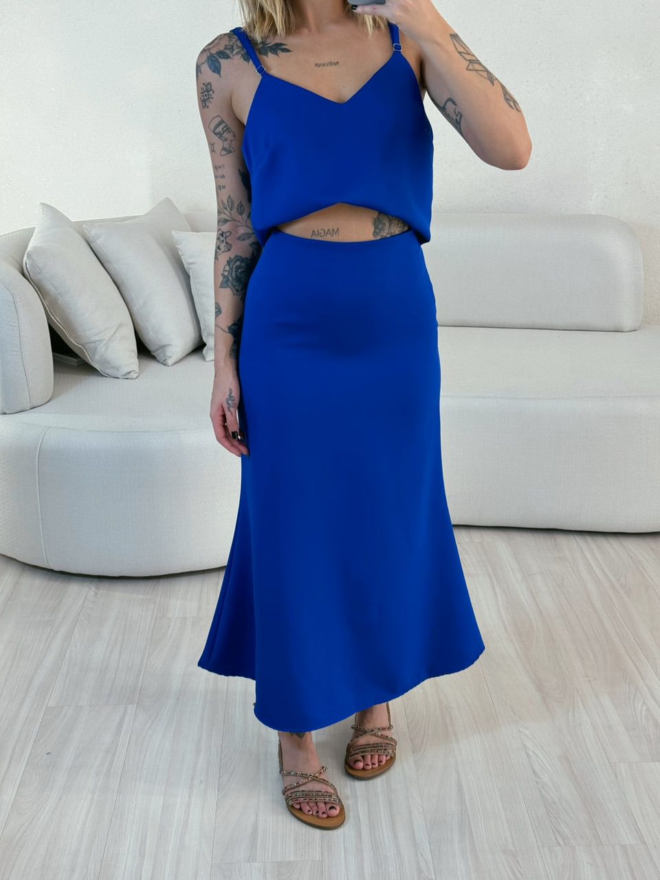 CONJUNTO PRISCILA SAIA MIDI AZUL