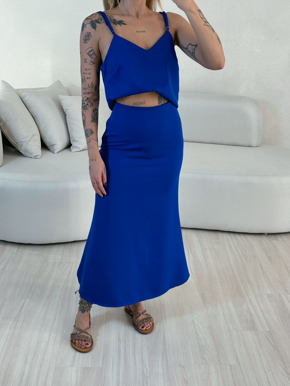 CONJUNTO PRISCILA SAIA MIDI AZUL