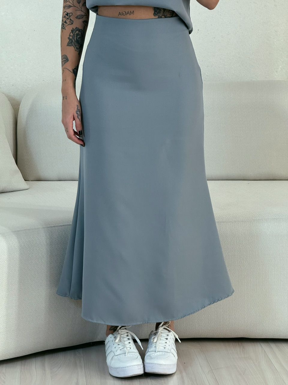 CONJUNTO PRISCILA SAIA MIDI CINZA