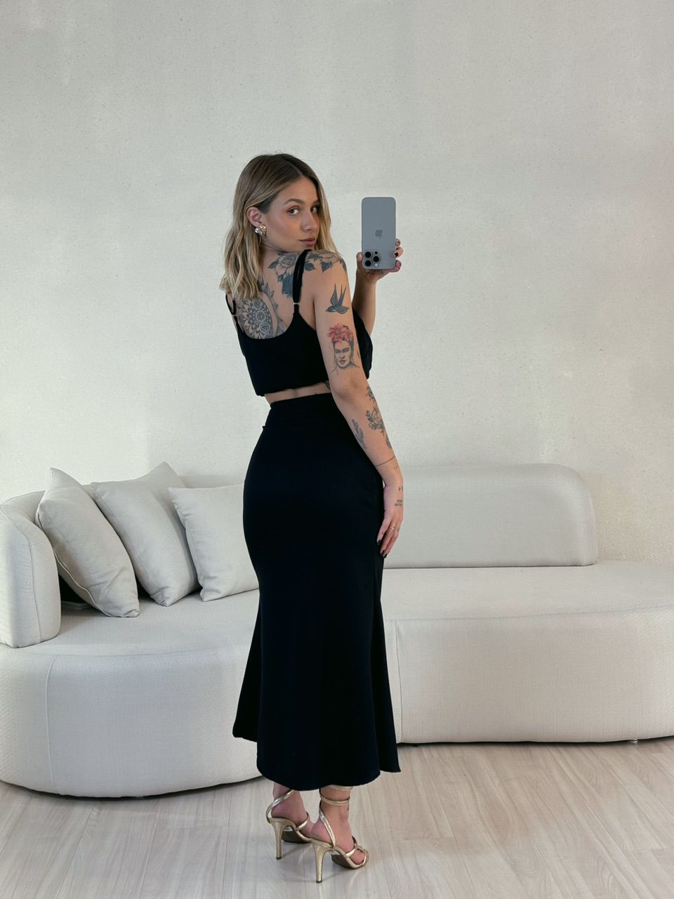 CONJUNTO PRISCILA SAIA MIDI PRETO