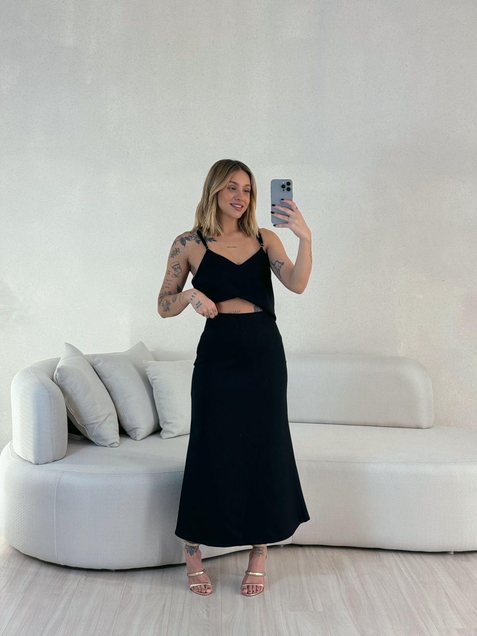 CONJUNTO PRISCILA SAIA MIDI PRETO