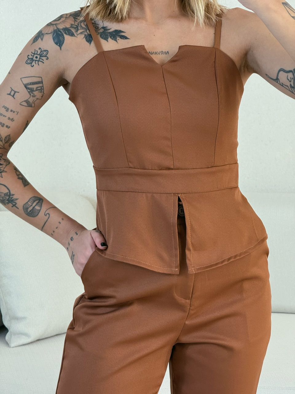 CONJUNTO SANDRA CALÇA MARROM