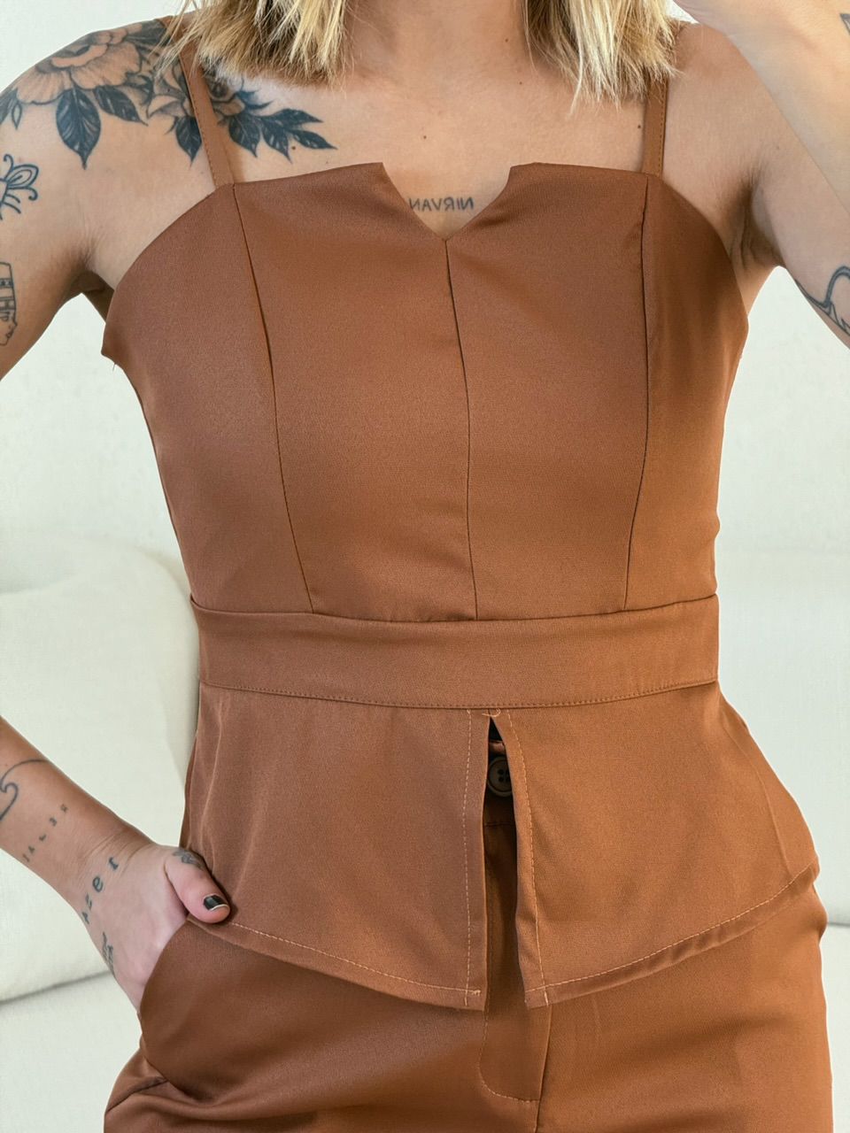 CONJUNTO SANDRA CALÇA MARROM