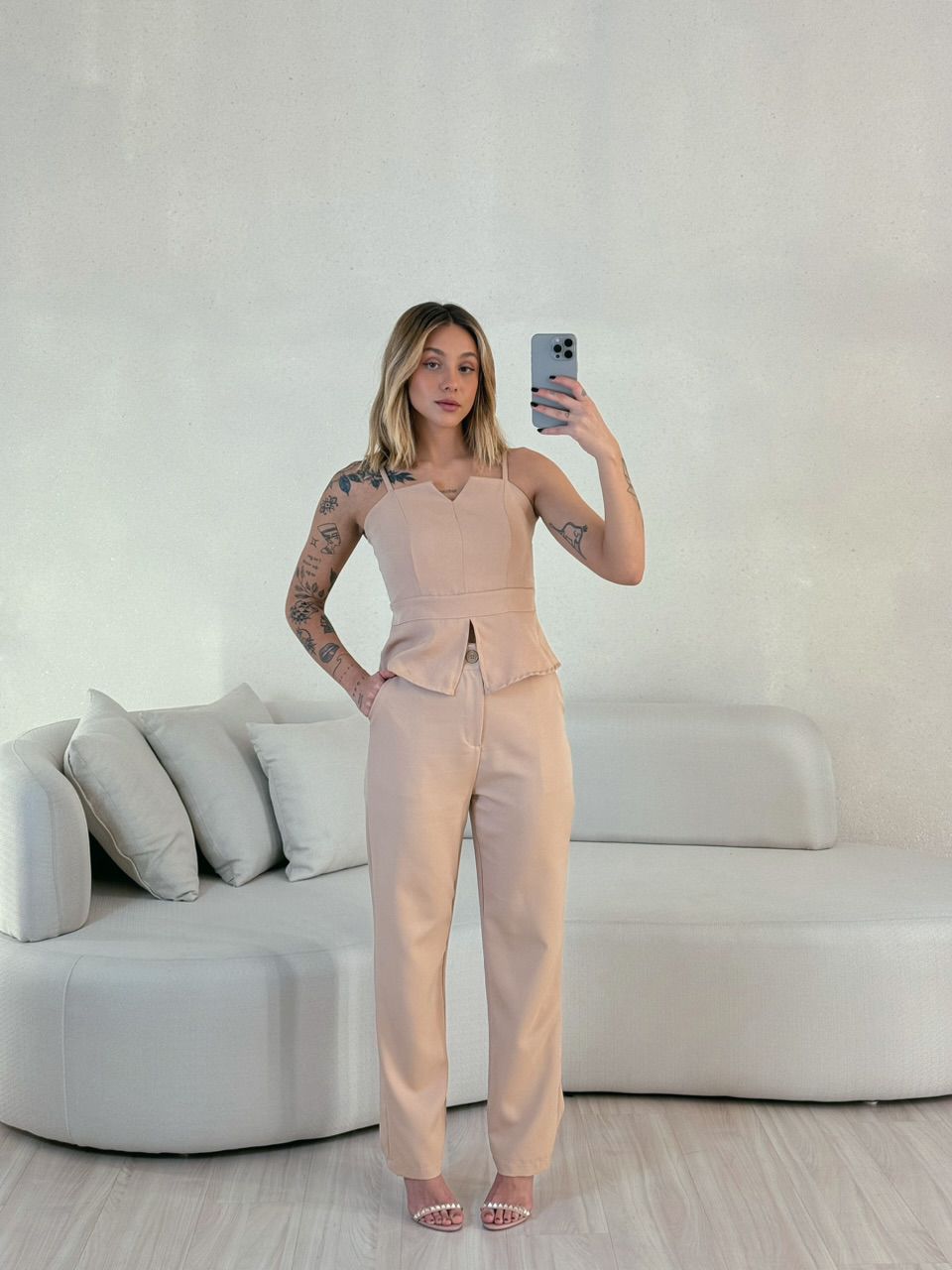 CONJUNTO SANDRA CALÇA NUDE - 0055970049 - CAROLLA FERRARO
