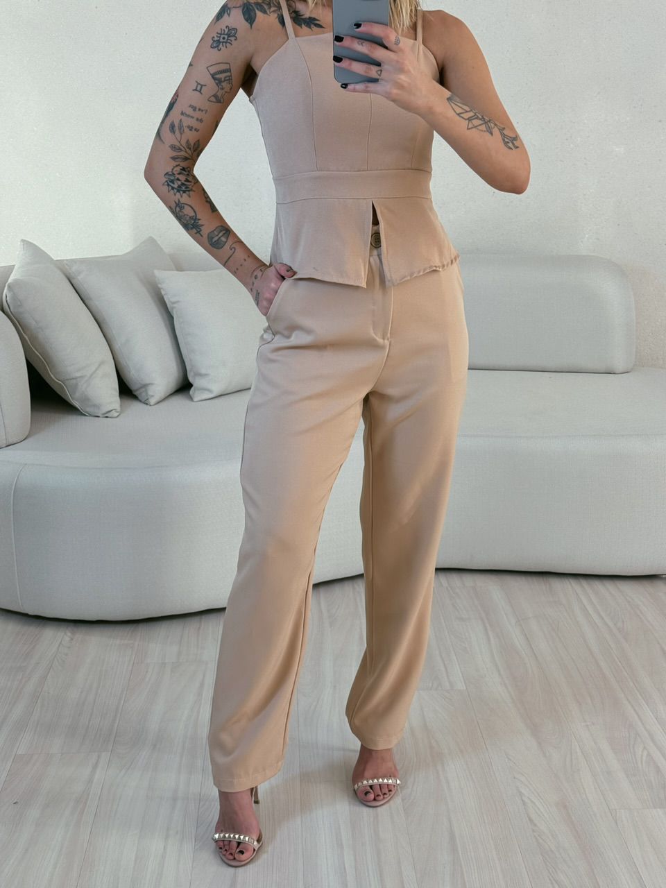 CONJUNTO SANDRA CALÇA NUDE