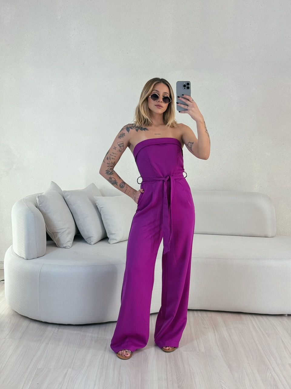 MACACÃO LAURA TOMARA QUE CAIA FUCSIA - 0055990120 - CAROLLA FERRARO