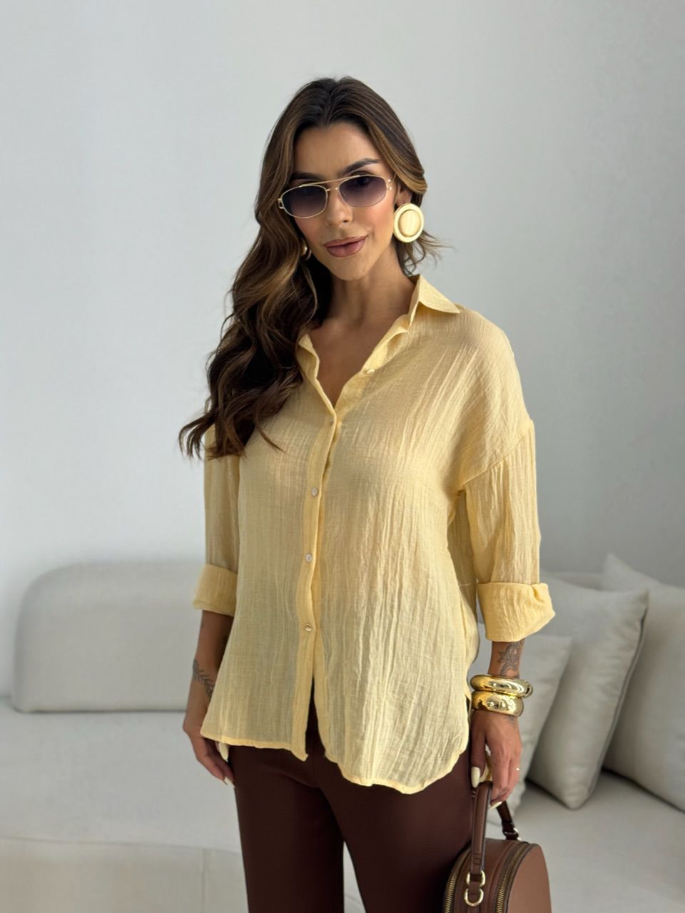 CAMISA CECILIA OVER AMARELA