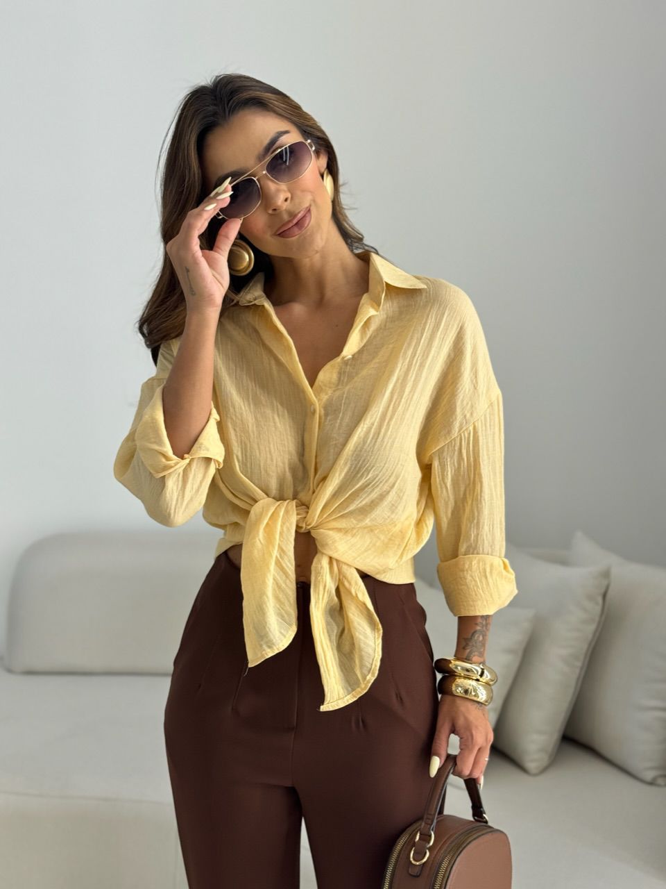 CAMISA CECILIA OVER AMARELA