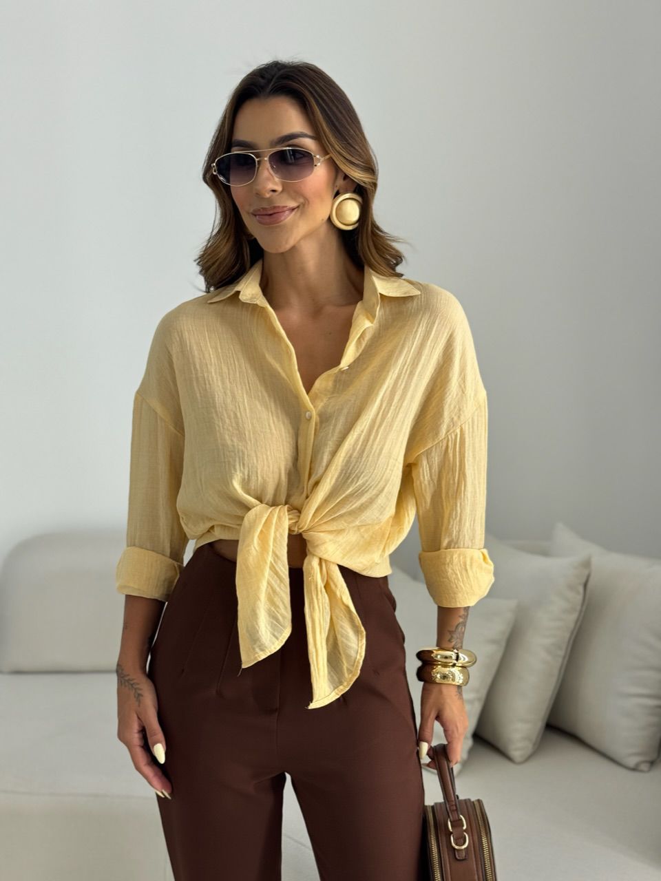 CAMISA CECILIA OVER AMARELA