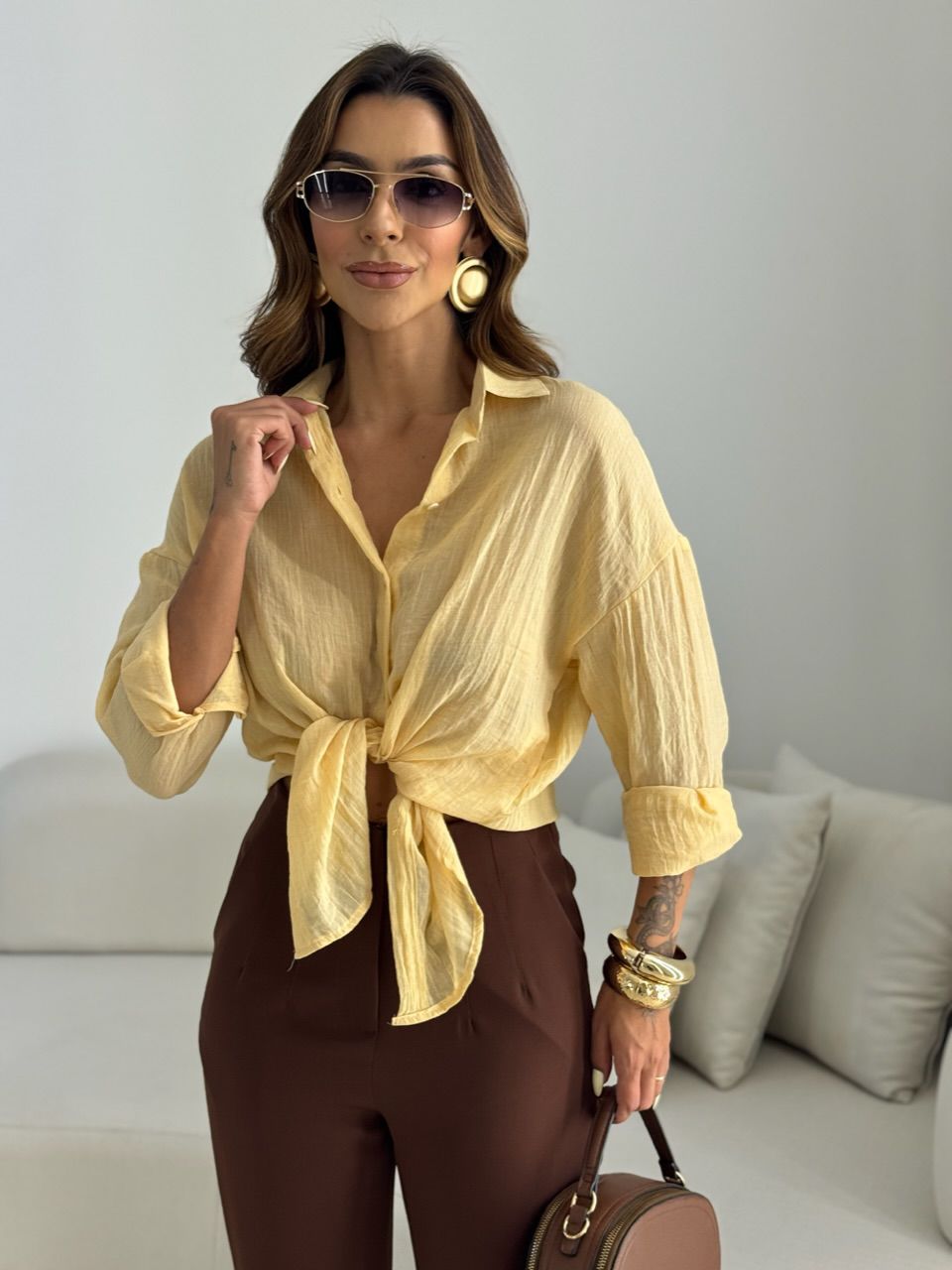 CAMISA CECILIA OVER AMARELA