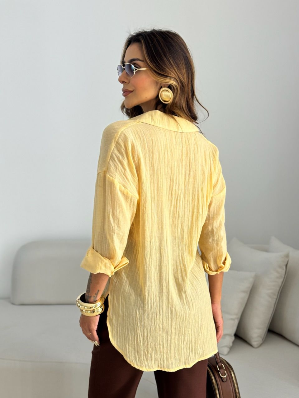 CAMISA CECILIA OVER AMARELA