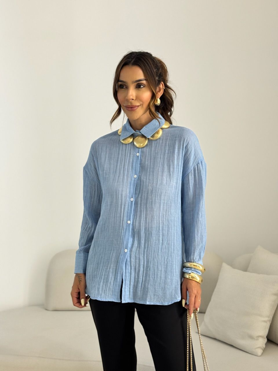 CAMISA CECILIA OVER AZUL