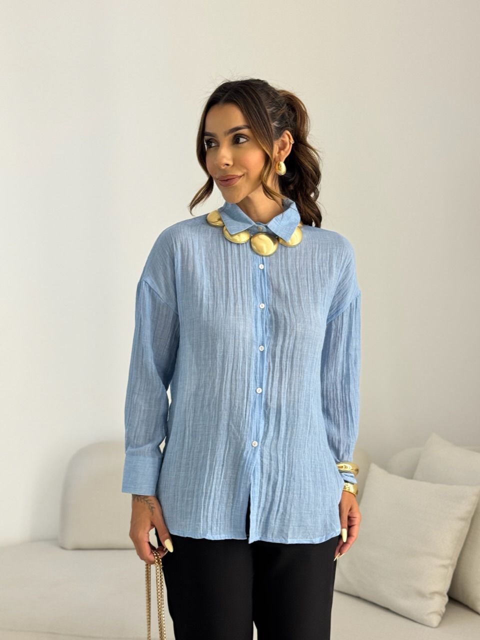 CAMISA CECILIA OVER AZUL