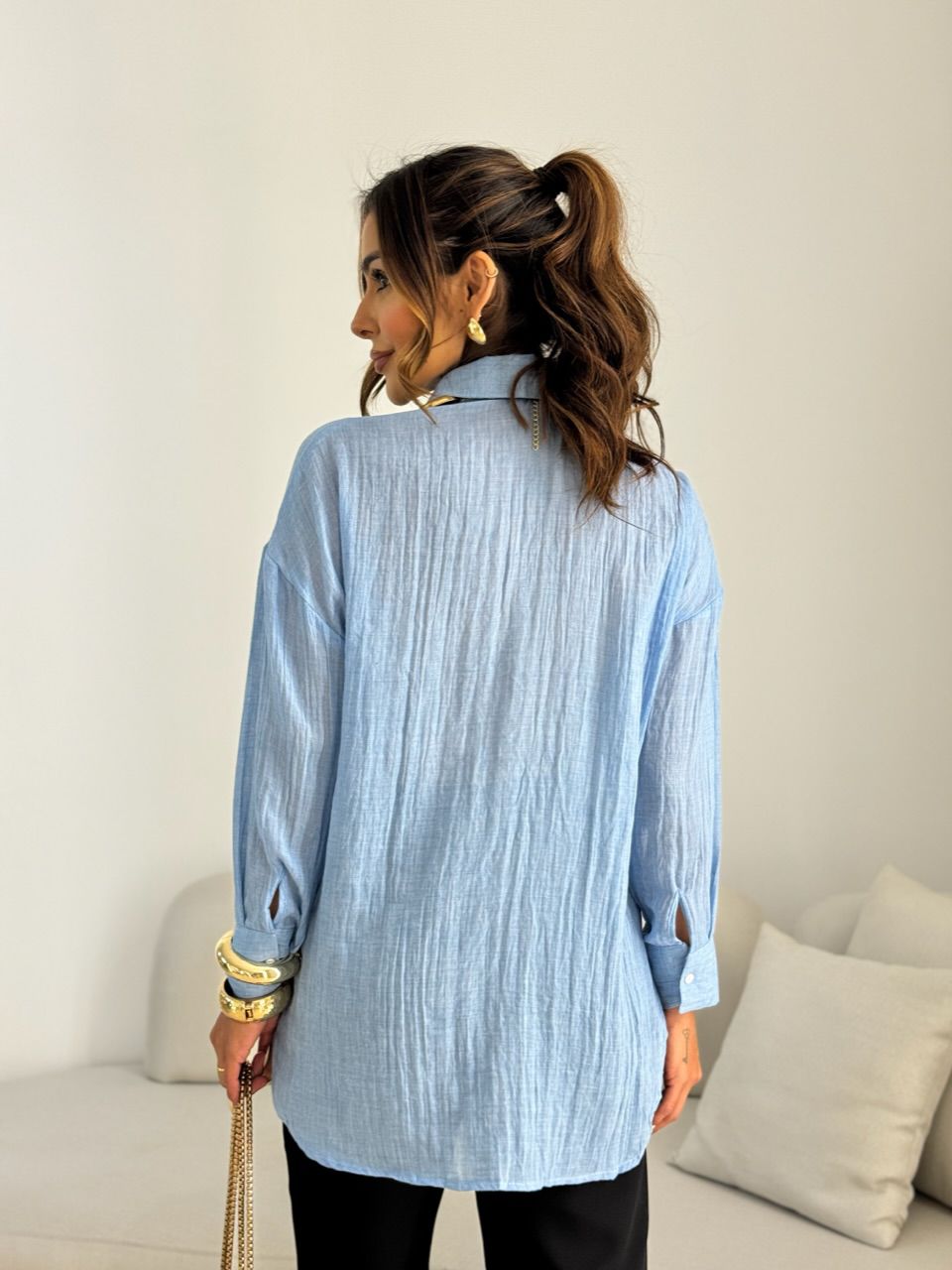 CAMISA CECILIA OVER AZUL