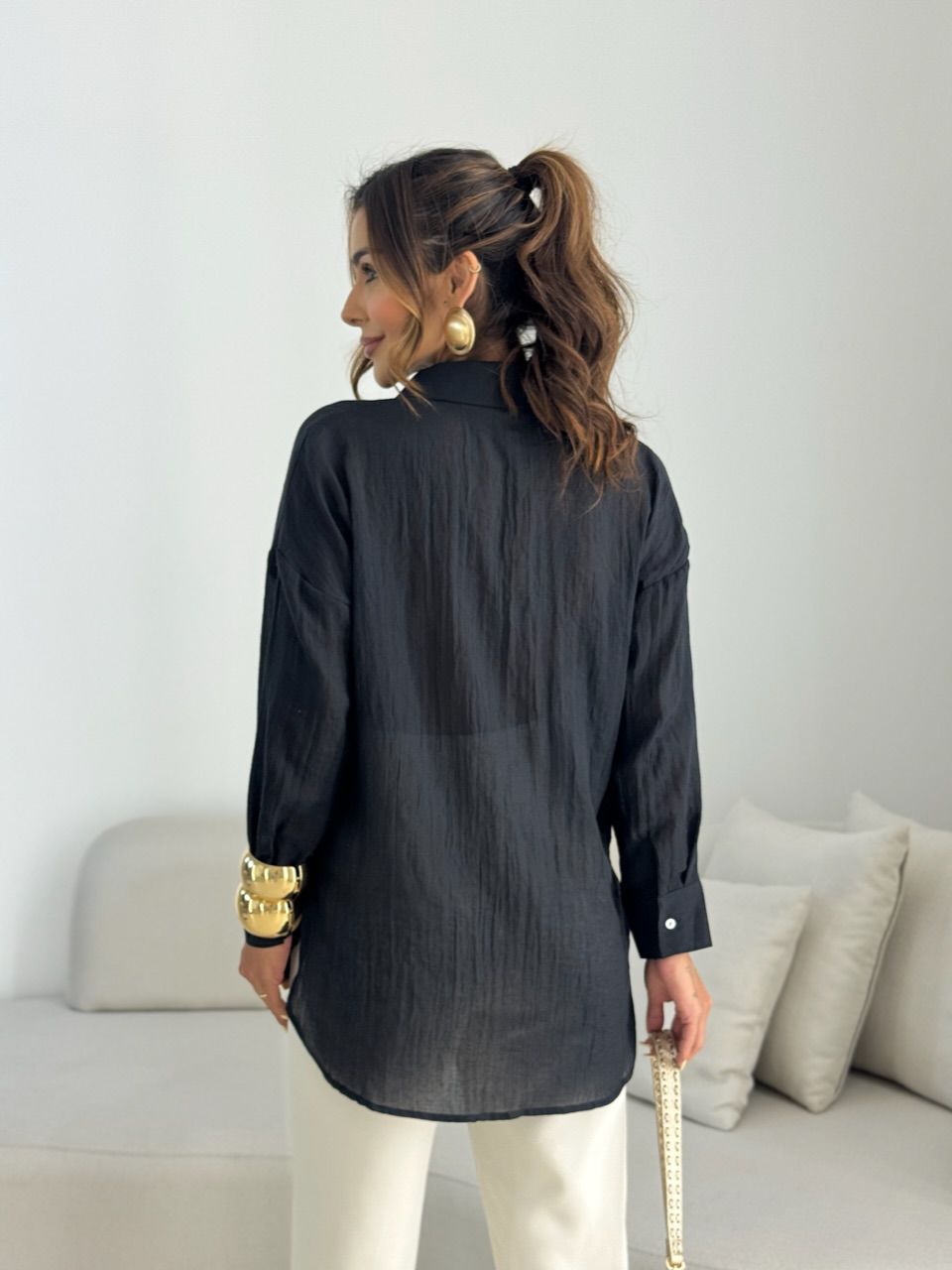 CAMISA CECILIA OVER PRETA