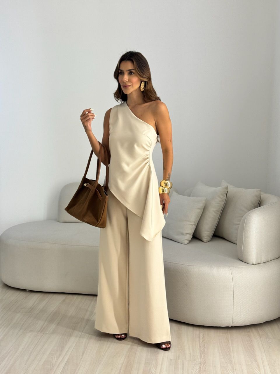 CONJUNTO FLÁVIA NULA MANGA AREIA