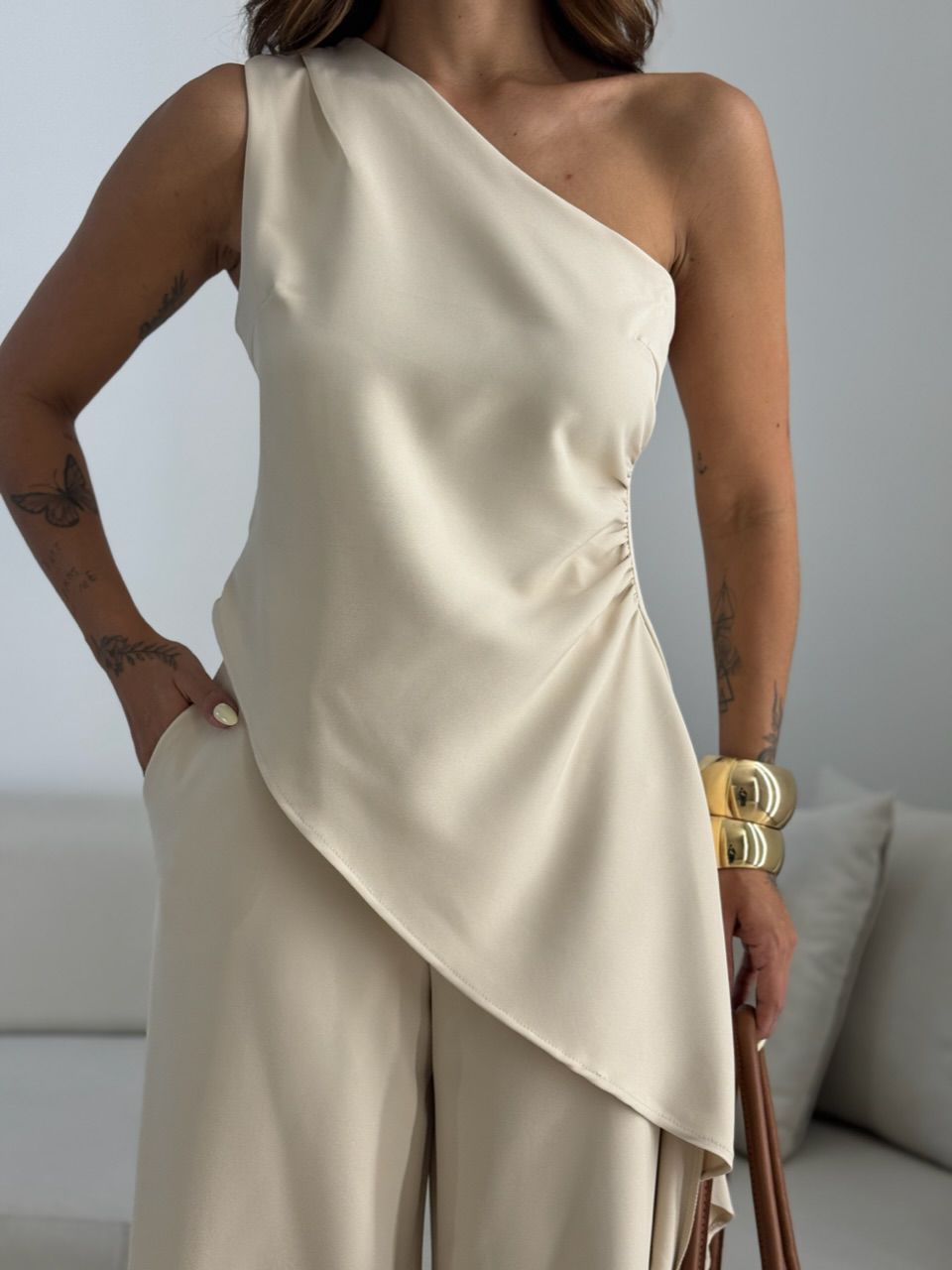 CONJUNTO FLÁVIA NULA MANGA AREIA