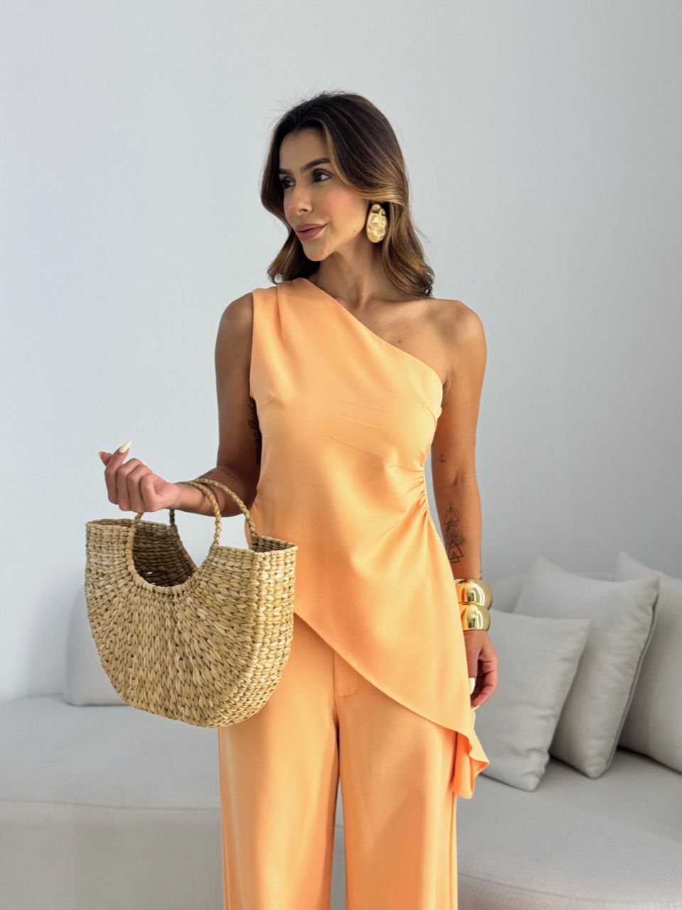 CONJUNTO FLÁVIA NULA MANGA LARANJA