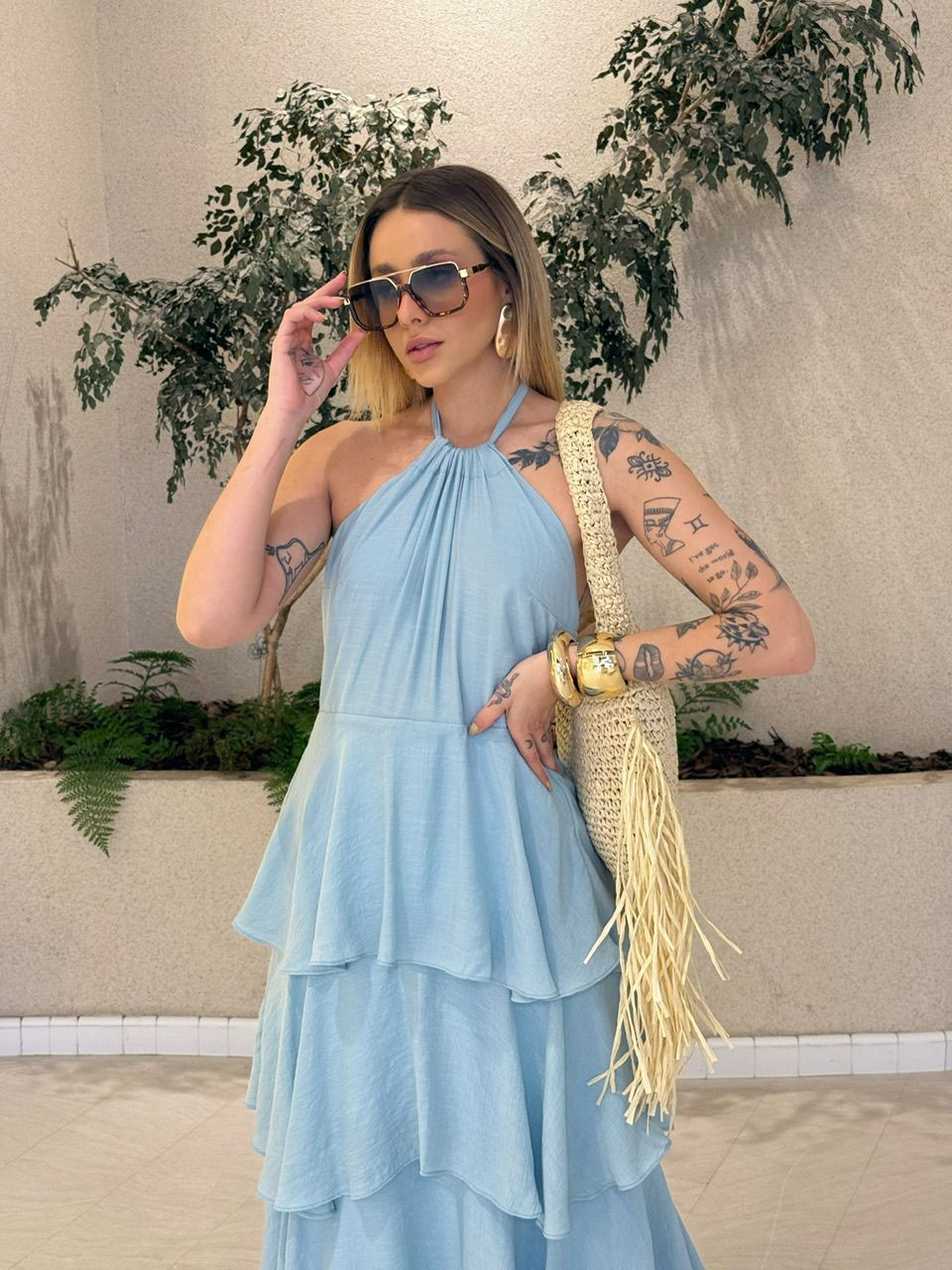 VESTIDO MARIANE FRENTE ÚNICA AZUL