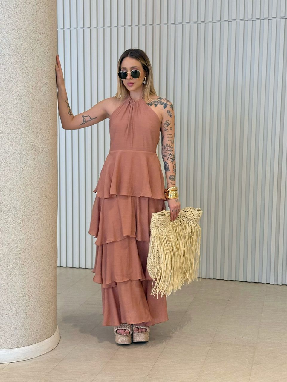 VESTIDO MARIANE FRENTE ÚNICA CAPUCCINO 