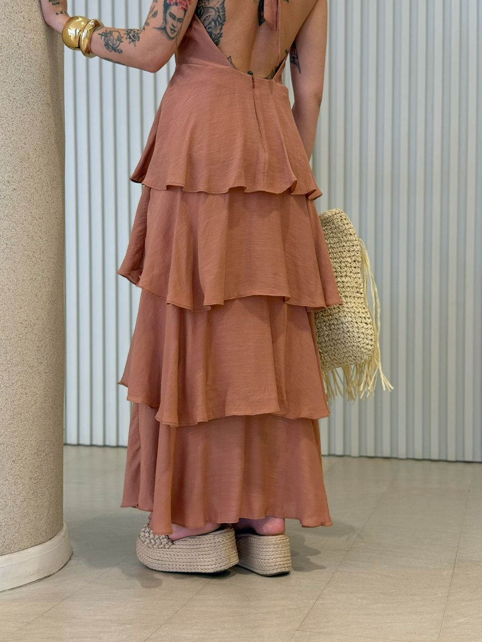 VESTIDO MARIANE FRENTE ÚNICA CAPUCCINO 