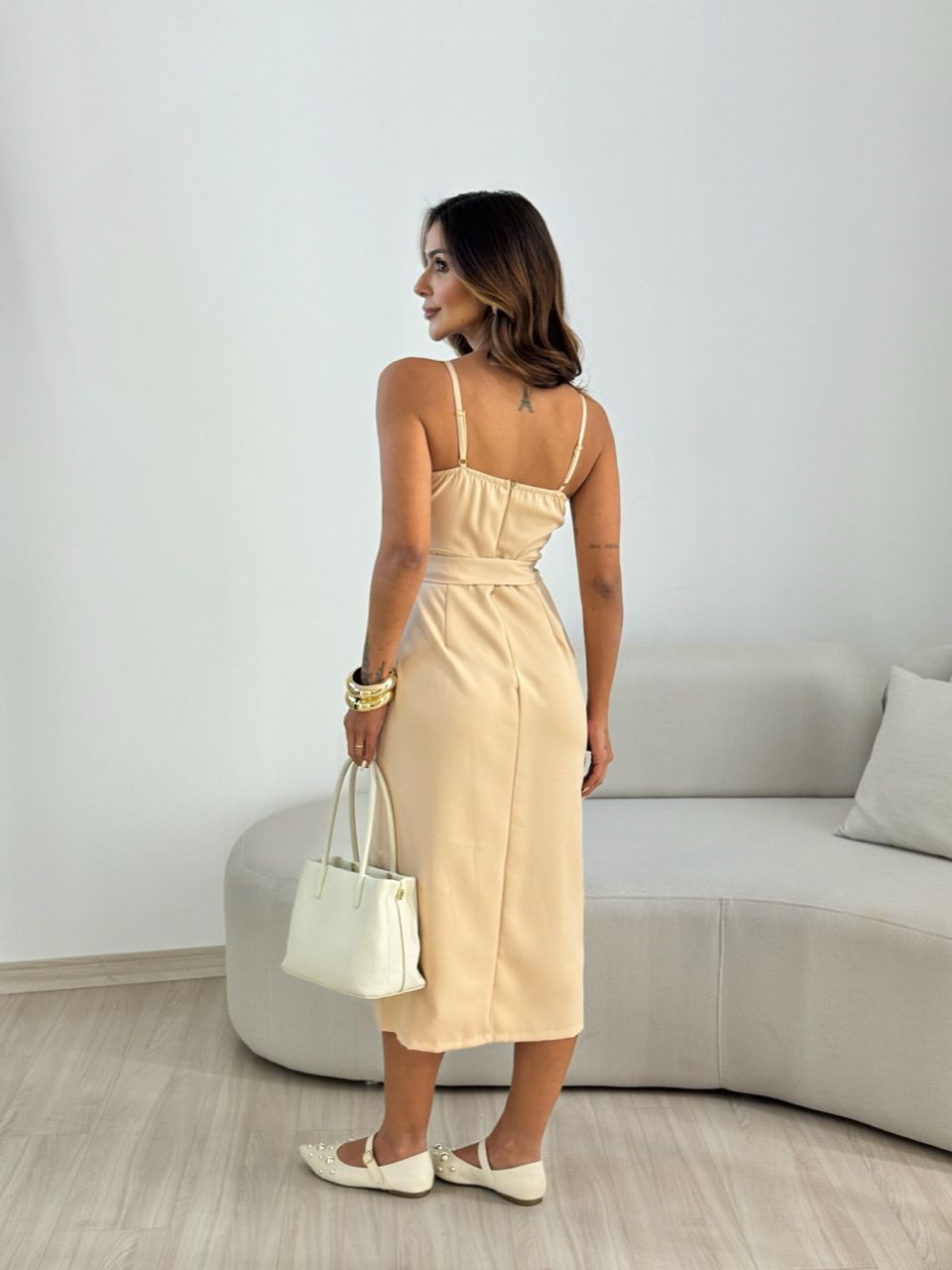 VESTIDO NATI MIDI NUDE