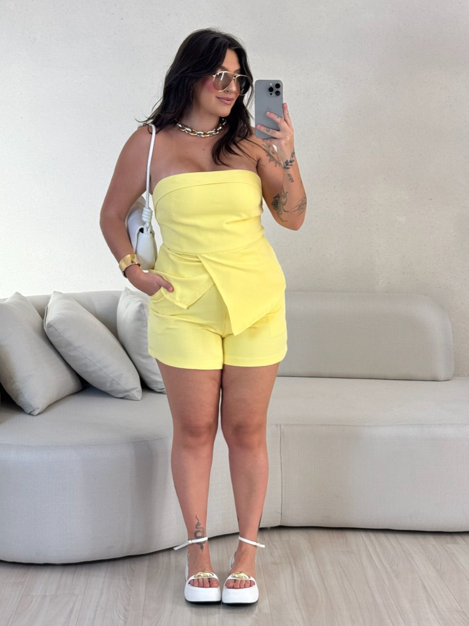 CONJUNTO BELLA TOMARA QUE CAIA AMARELO