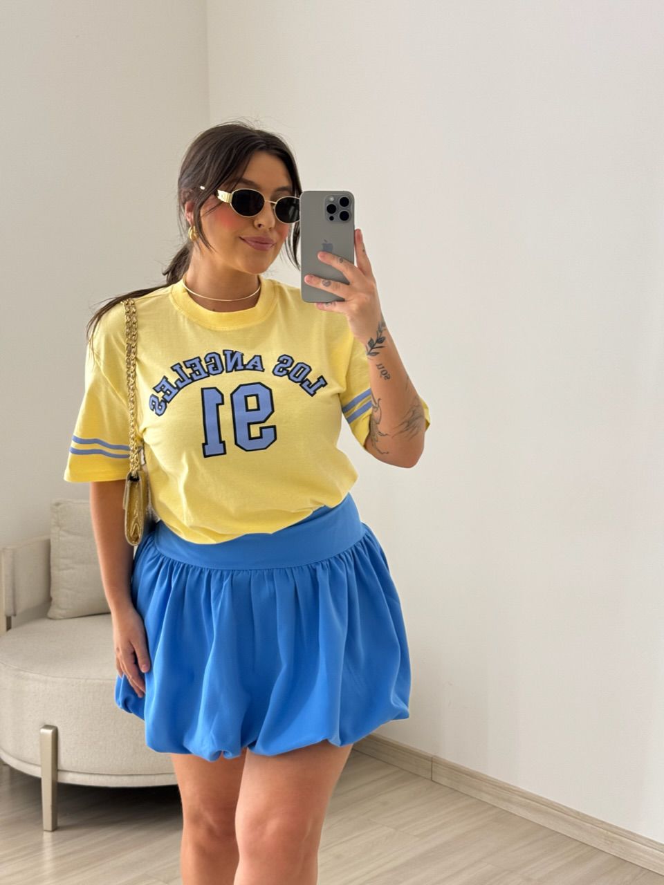 SAIA BALONÊ CURTA AZUL