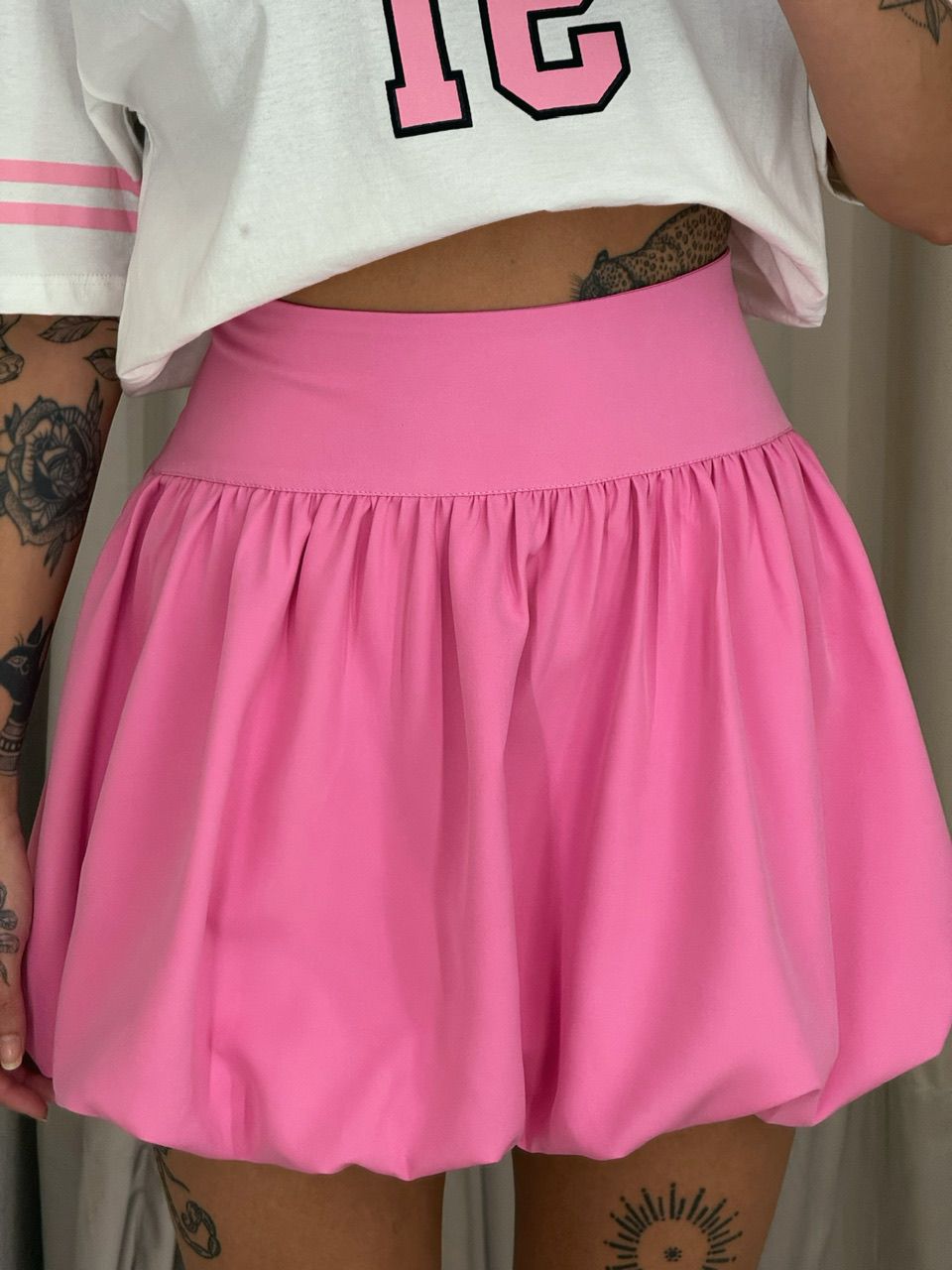 SAIA BALONÊ CURTA ROSA