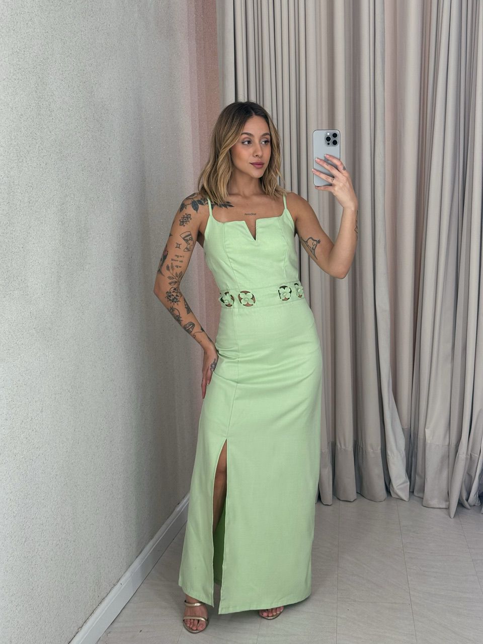 VESTIDO CAMILE ALÇA VERDE - 0056840014 - CAROLLA FERRARO