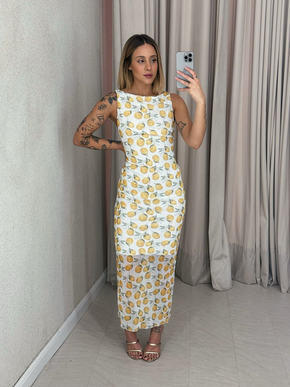 VESTIDO CAVADO TULE LEMON - 0056860394 - CAROLLA FERRARO